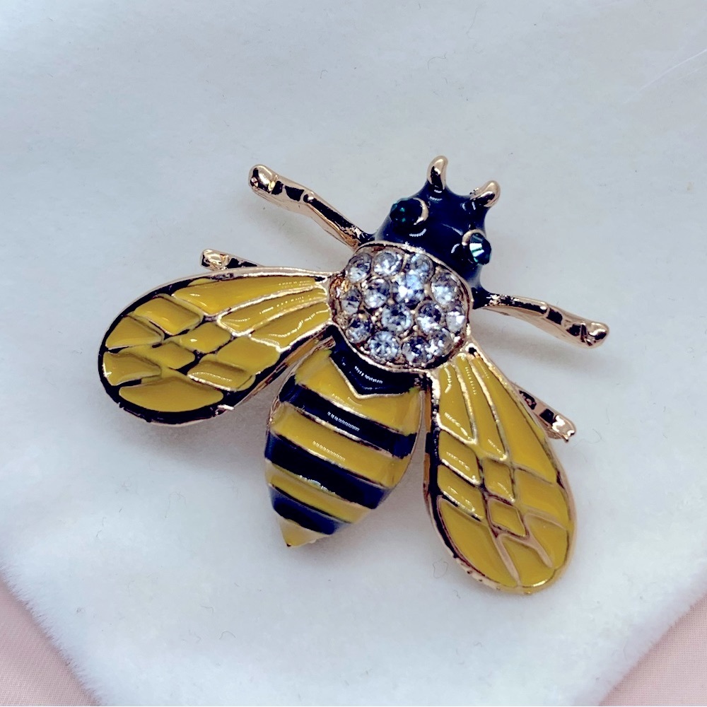 Cute Enamel Yellow Bee Brooch